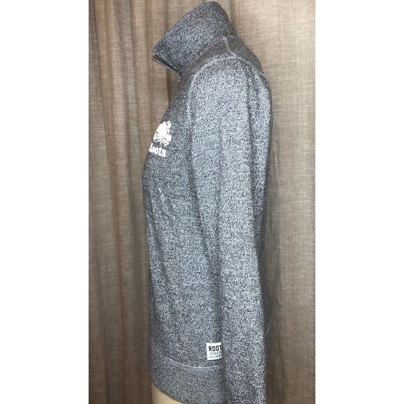 Roots Canadian Heritage Men's Heather Grey Quarter Zip Sweatshirt logo Size M - Picture 2 of 9